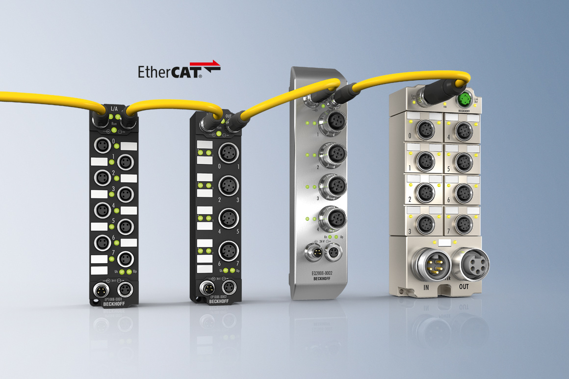EtherCAT 端子盒结构坚固，能够直接安装在设备上使用。因此不再需要控制柜和专用的接线盒。