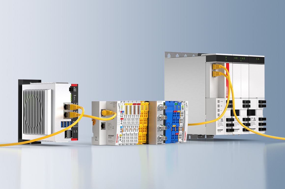 EtherCAT 将 I/O 现场总线通信、TwinSAFE 安全通信以及驱动通信整合在同一个系统中。