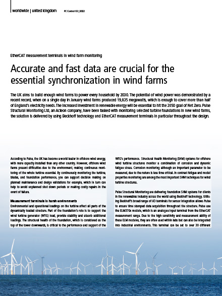 Accurate and fast data are crucial for the essential synchronization in wind farms