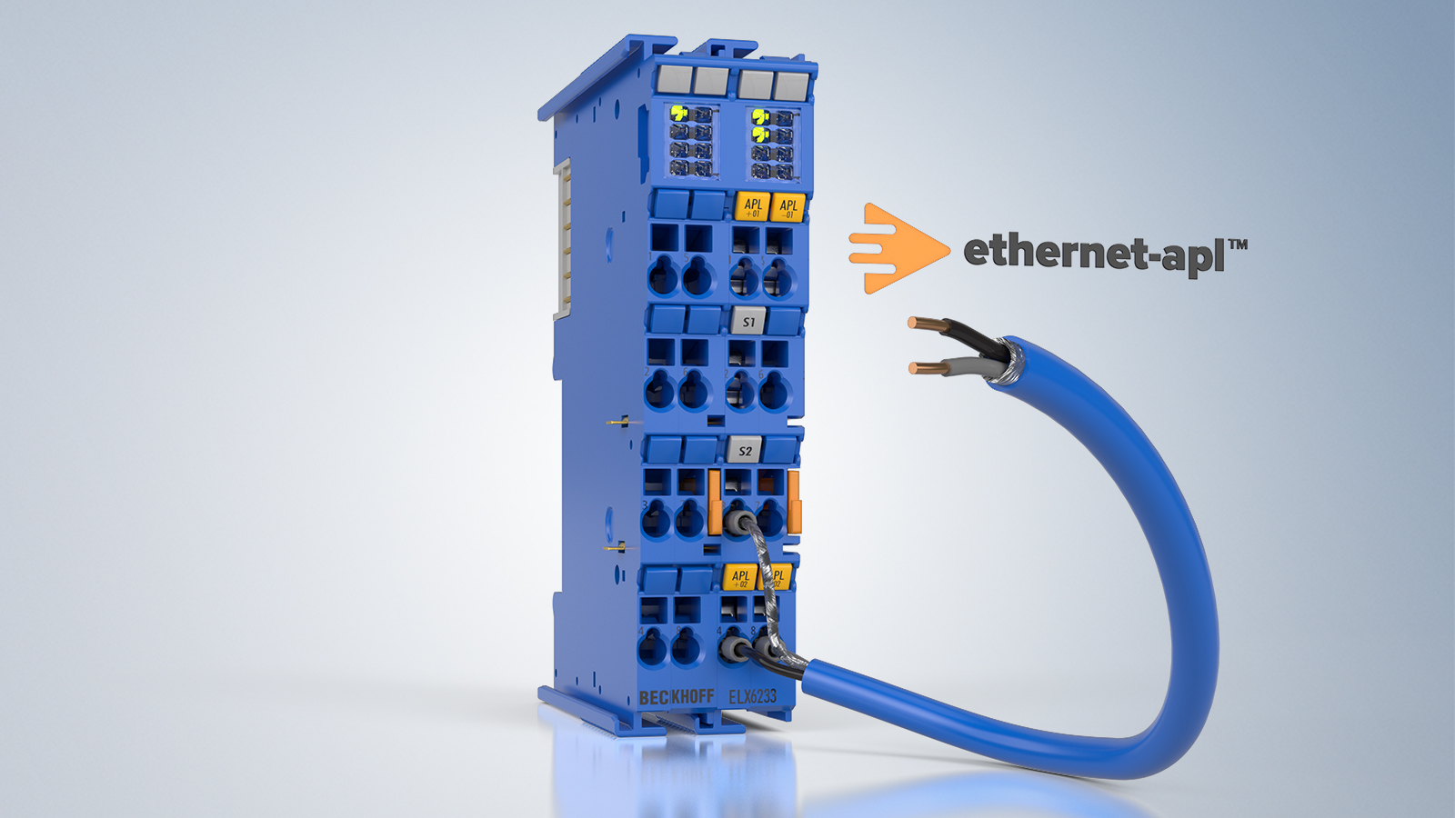 Ethernet-APL 现场设备可以通过结构紧凑、具有双通道通信接口的 ELX6233 端子模块集成到控制架构中。