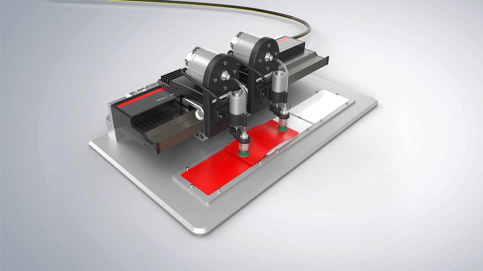 New possibilities through XTS with NCT: Coupled movers can work together to move even bulky products.